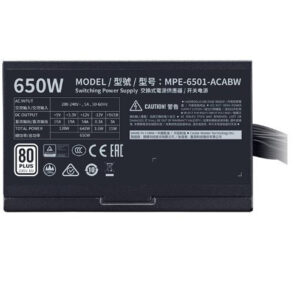 منبع تغذیه کامپیوتر کولر مستر مدل MWE 650 WHITE 80 Plus White توان 650 وات